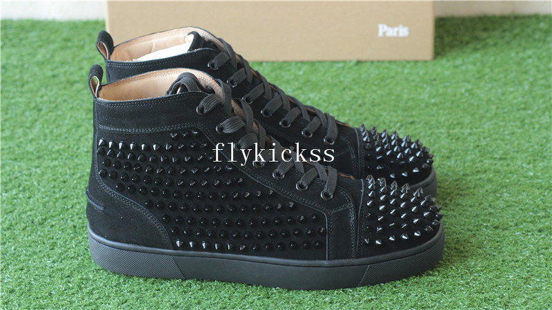 Super High End Christian Louboutin Flat Sneaker High Top Black Suede(With Receipt)